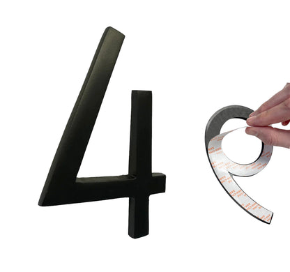 Self Adhesive Aluminum Number 4, 6 inch, Black