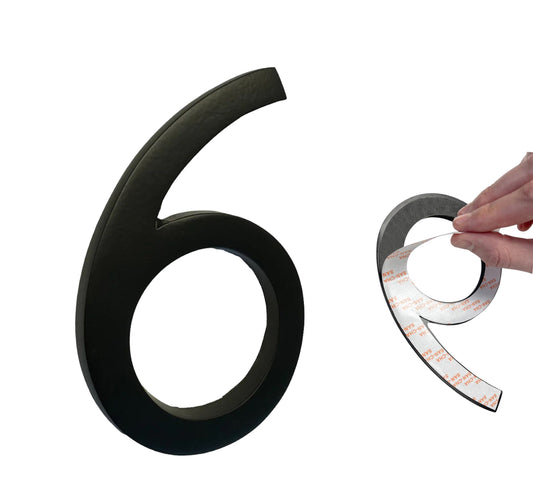 Self Adhesive Aluminum Number 6, 6 inch, Black