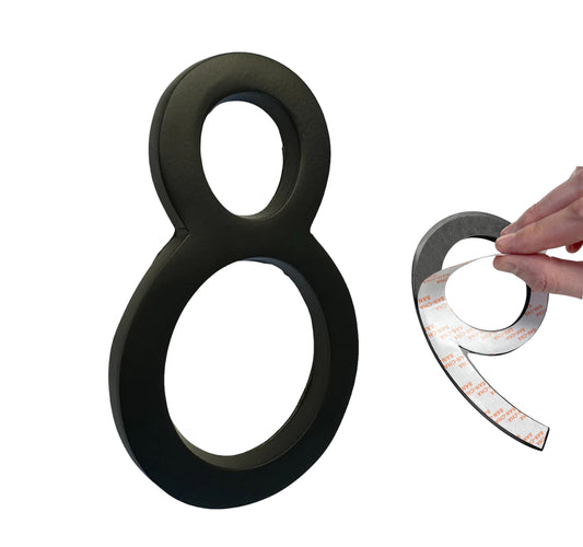 Self Adhesive Aluminum Number 8, 6 inch, Black
