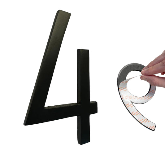 Self Adhesive Aluminum Number 4, 8 inch, Black