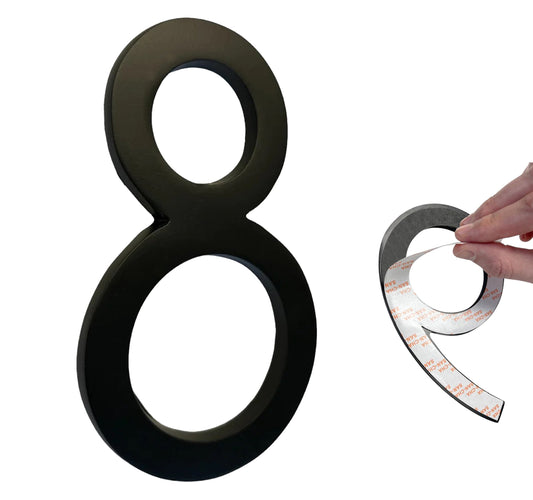 Self Adhesive Aluminum Number 8, 8 inch, Black