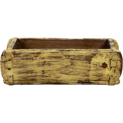 Wooden Brick Mold Single Tray, Brown/Mustard