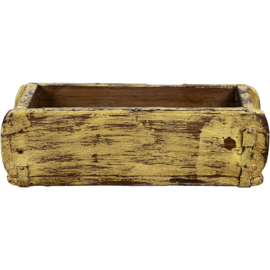 Wooden Brick Mold Single Tray, Brown/Mustard