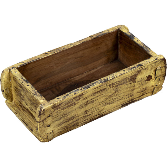 Wooden Brick Mold Single Tray, Brown/Mustard