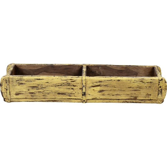 Wooden Brick Mold Dbl Tray, Brown/Mustard