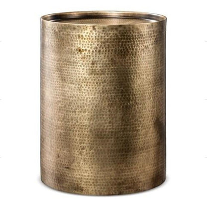 Sigurd Hammered Drum End Table, Large, Antique Bra