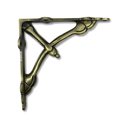 Support d'étagère mural demi-rond avec bras de support, supports d'étagère rustiques, 5,5 pouces, laiton antique