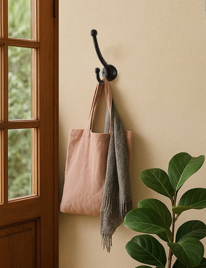 Crochet double rustique, crochets muraux en fonte pour accrocher à l'intérieur ou à l'extérieur - Rouge