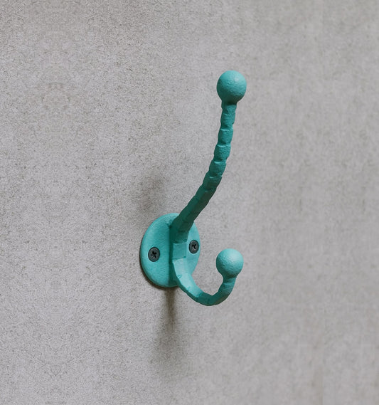 Patère Double Turquoise Rustique