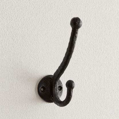 Crochet Double Rustique, Crochets Muraux Vintage pour Intérieur et Extérieur, Noir