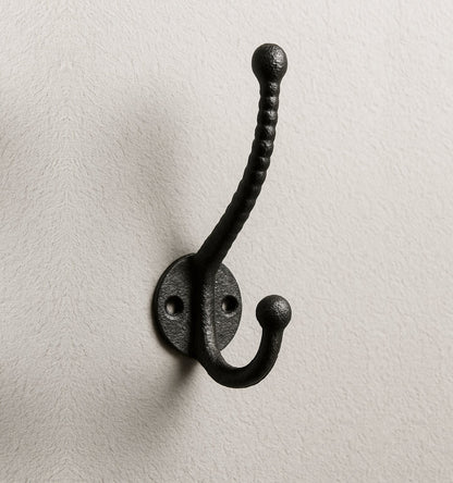 Crochet Double Rustique, Crochets Muraux Vintage pour Intérieur et Extérieur, Noir
