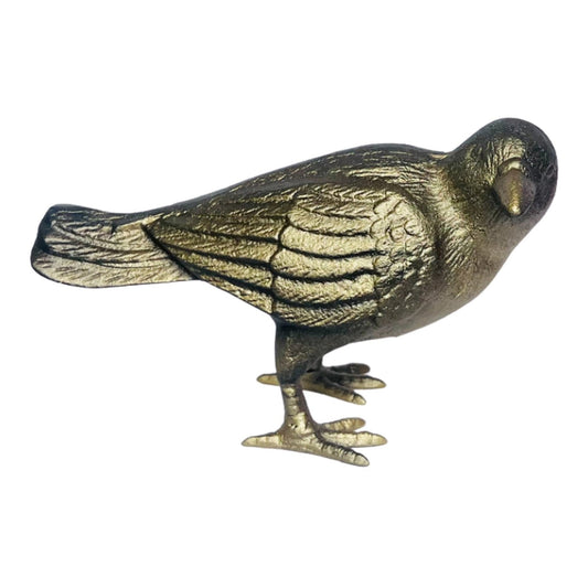 Cast Iron Crow, Head To Side, Antique Gold