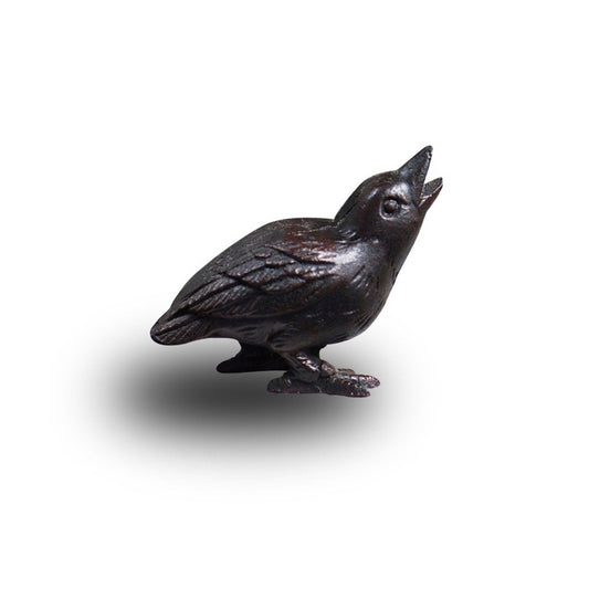 Corbeau décoratif en fonte avec tête haute pour une utilisation en intérieur ou en extérieur, statuette de corbeau noir