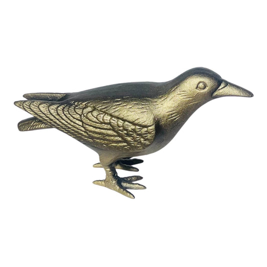 Cast Iron Crow, Head Up, Antique Gold