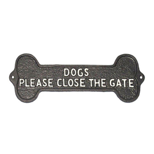 Plaque en fonte - CHIENS PLS CLOSE THE GATE