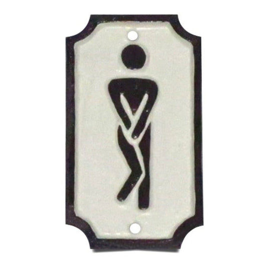 Signe de toilette en fonte - Homme torsadé, blanc