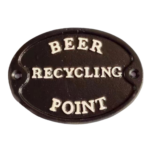 ~Beer Recycling Point~ Sign, Black