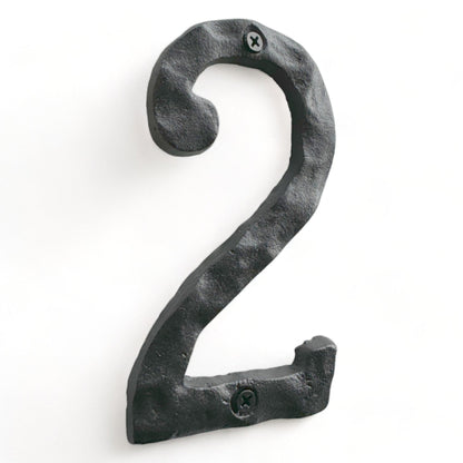 Numéro d'adresse de maison en fonte au fini rustique pour l'extérieur ou l'intérieur, numéro de boîte aux lettres décoratif pour l'extérieur, protection maximale contre la rouille, noir, 2, 5,5 pouces,