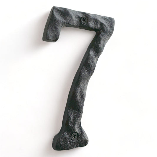 Numéro d'adresse en fonte forgé à la main 7, numéros de maison rustiques, 5,5 pouces,