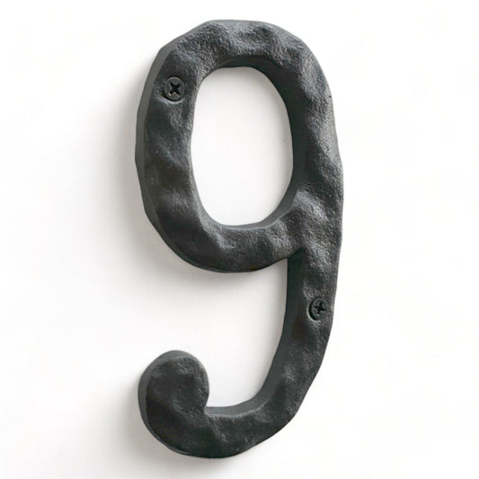 Numéro d'adresse de maison en fonte au fini rustique pour l'extérieur ou l'intérieur, numéro de boîte aux lettres décoratif pour l'extérieur, protection maximale contre la rouille, noir, 9, 5,5 pouces,
