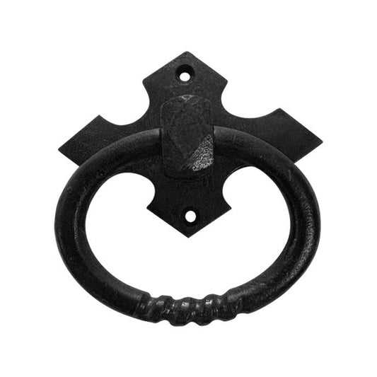 Medieval Ring Pull Door Knocker, Iron, Rustic Blac