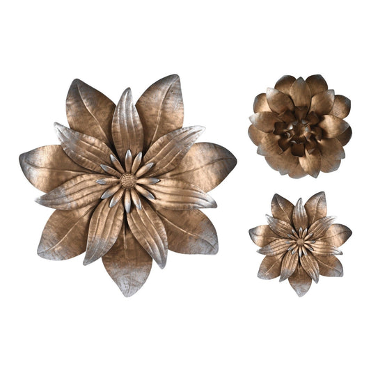 Wall Decoration Flower Metal, Golden Color, 2 Ass.