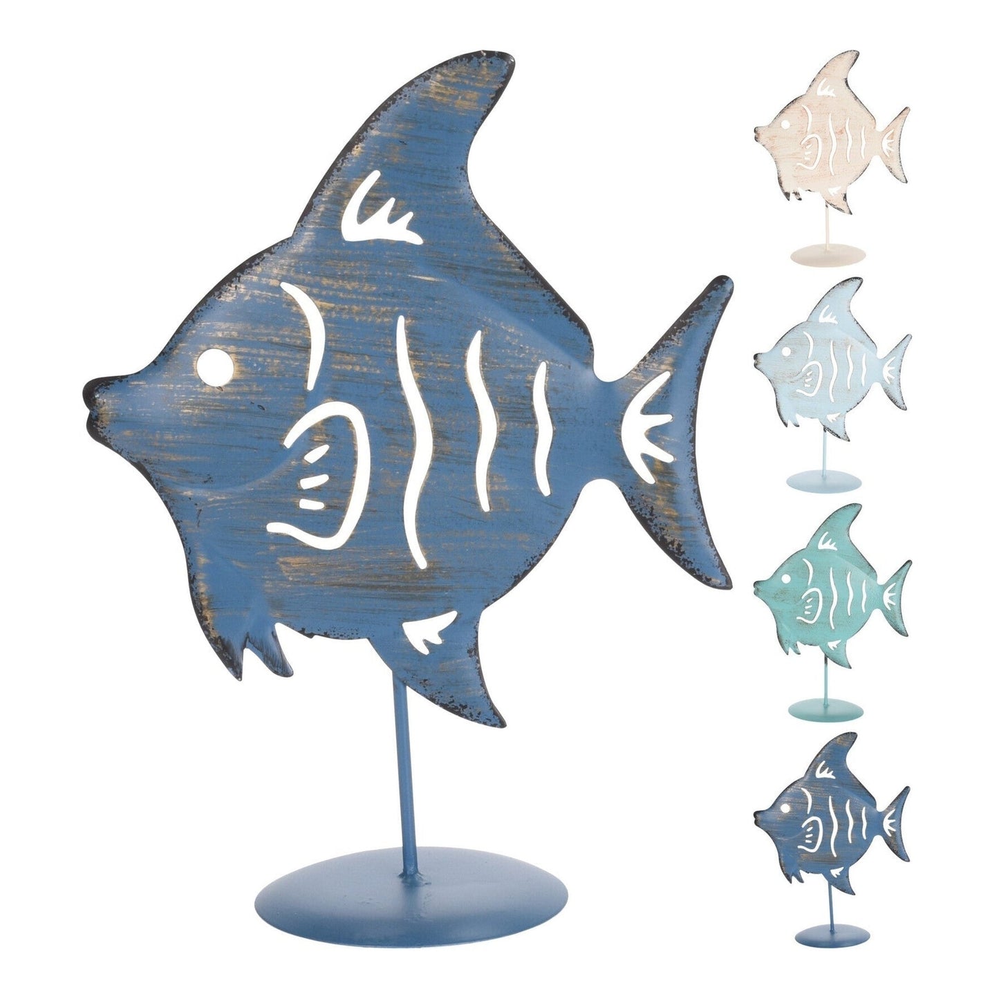 Déco Poisson Sur Socle 4Ass Métal, Métal