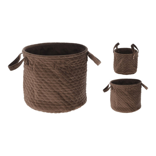 "Panier De Rangement Avec Matelassage, Velours, Lot De 2, Marron"