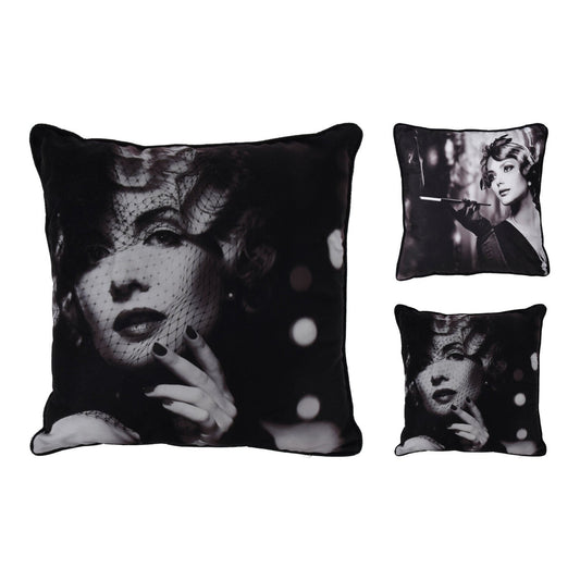 "Coussin, Poly, Avec Impression Photo, Noir/Blanc, 2Ass. Designs"