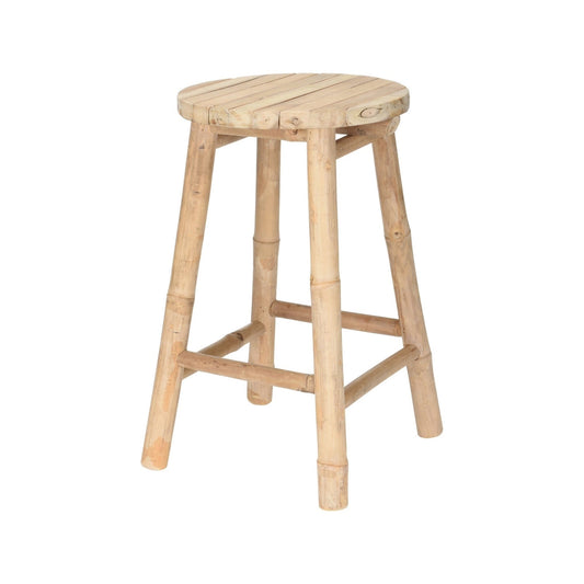 "Tabouret Bambou, Taille D30X50Cm, ​​Dessus Rond, 25% De Rabais,"