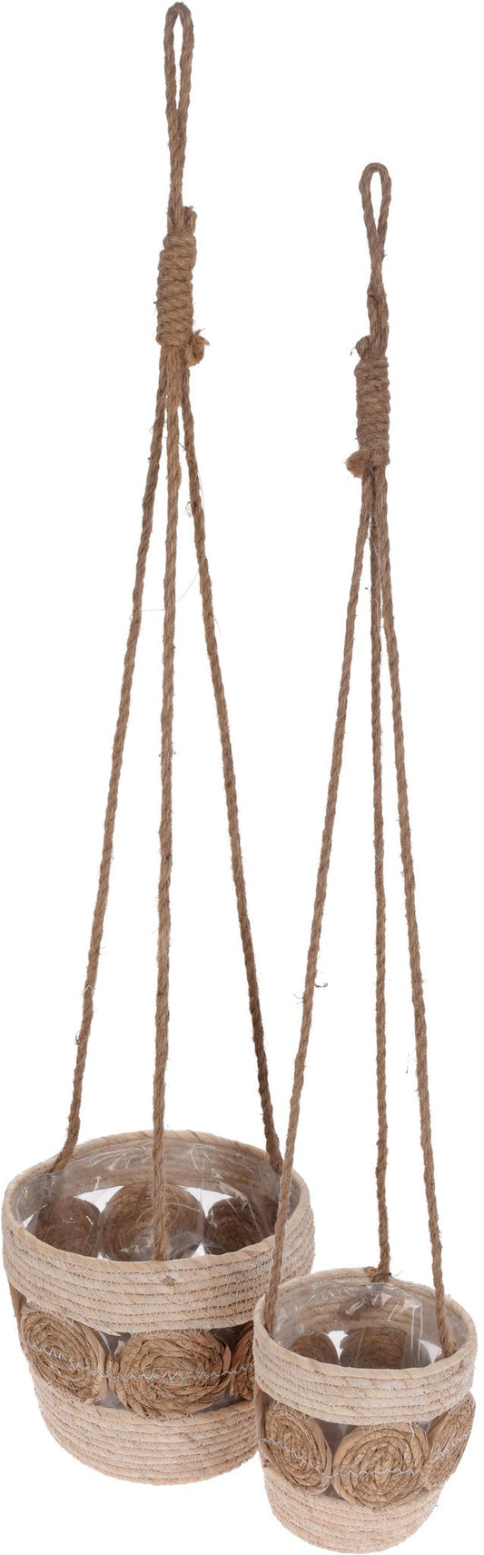 White/Nat Boho Hanging Flower Basket Set/2