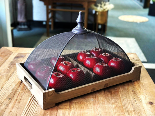 Wooden Tray With Mesh Cover