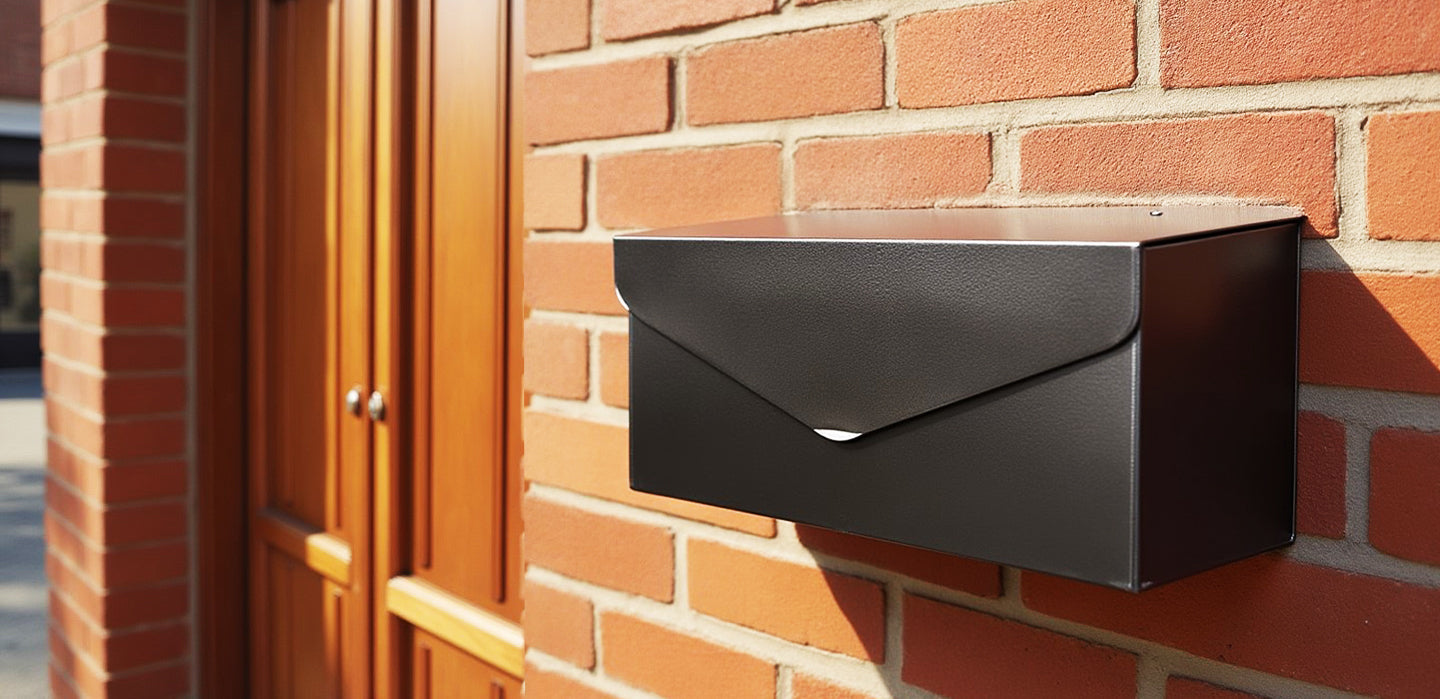 Boîte aux lettres à enveloppe longue en acier, boîtes aux lettres murales pour l'extérieur, noir