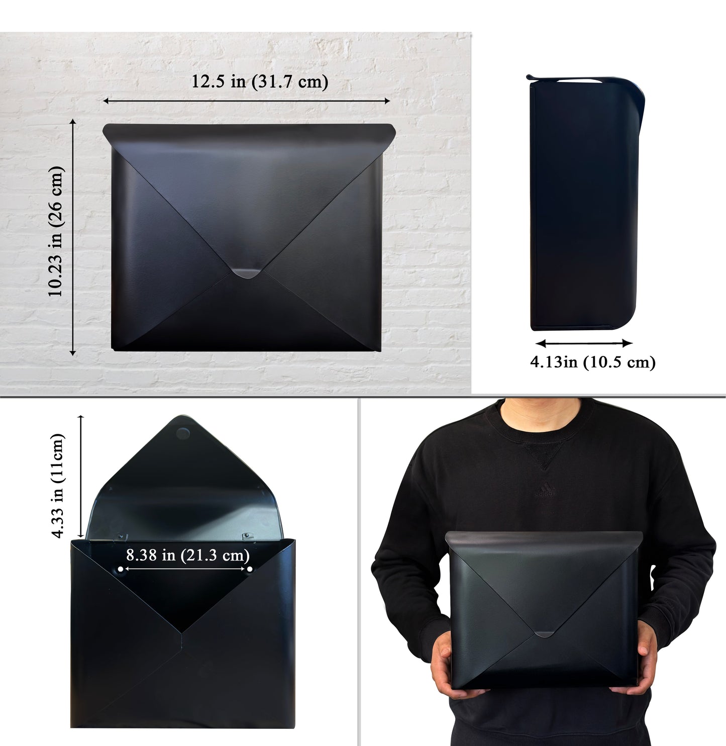 Sleek Envelope Mailbox, Black