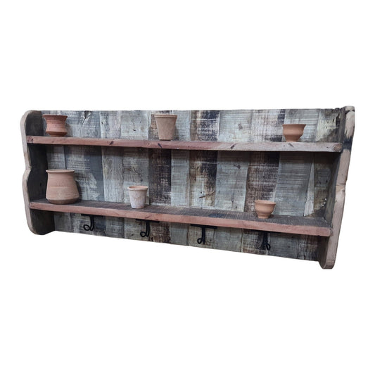 Wooden Wall Mounted Hook Rack With Shelf