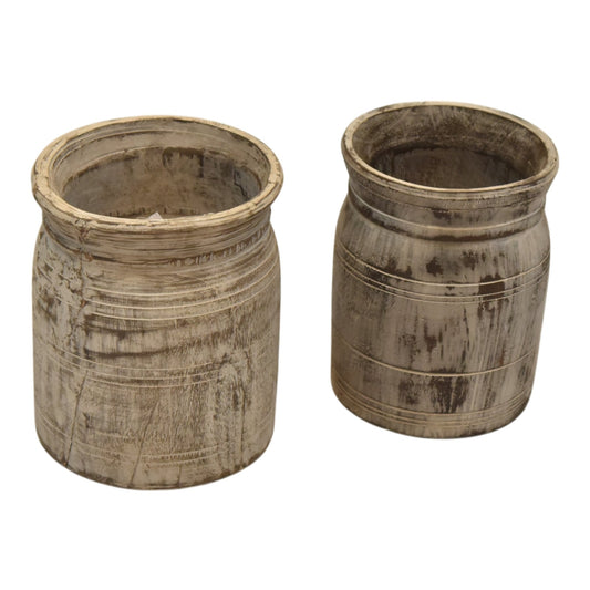 Wooden Pot, White Wash