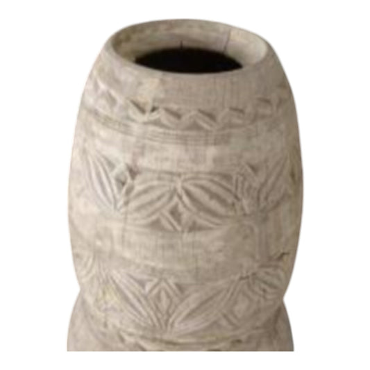 Wooden Theki Pot With Carving