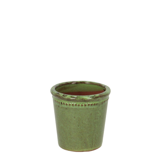 Flower Pot Glazed Green 9CM