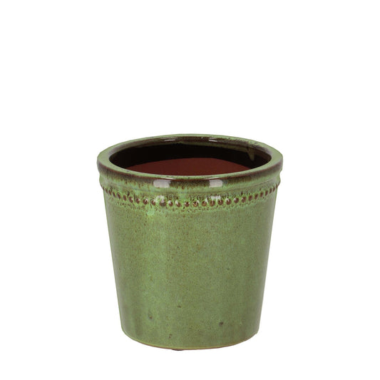 Flower Pot Glazed Green 15CM