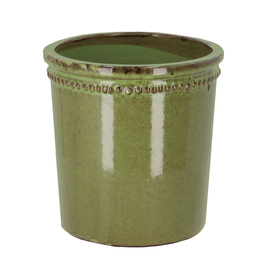 Flower Pot Glazed Green 25CM