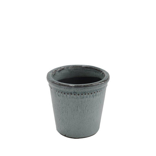 Flower Pot Glazed Grey 12CM