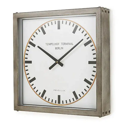 Tempelhof Terminal Clock Grey