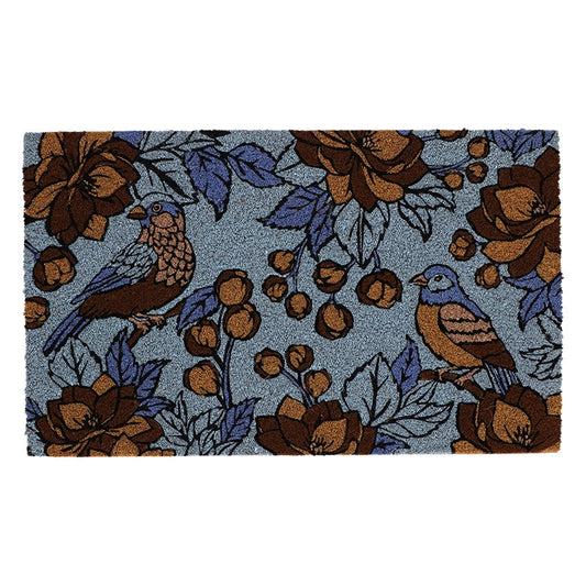 Doormat Coir Floral Blue L
