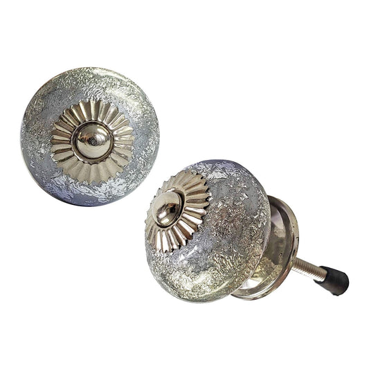 Bouton rond en argent pommelé, bouton de traction antique, boutons vintage pour armoires de cuisine, meubles - poignées d'armoire rustiques et boutons de porte intérieure pour la maison, céramique