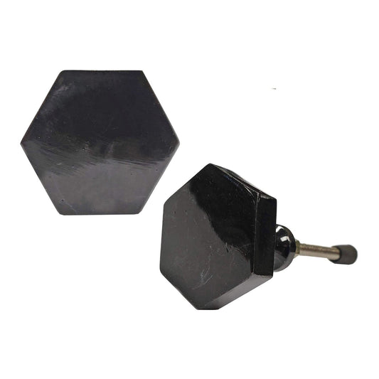 Bouton hexagonal en fonte, boutons rustiques pour armoires, portes et meubles, finition noire,