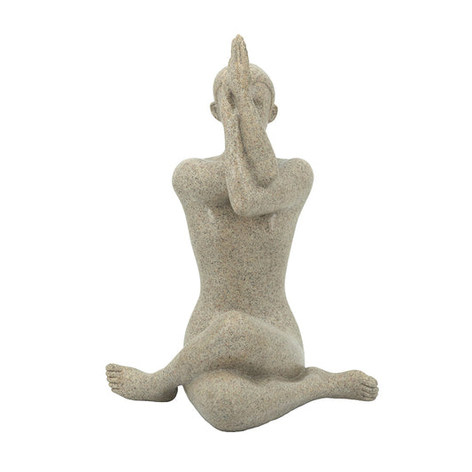 Beige Resin and Stone Yoga Figurine in Anjali Mudra Pose