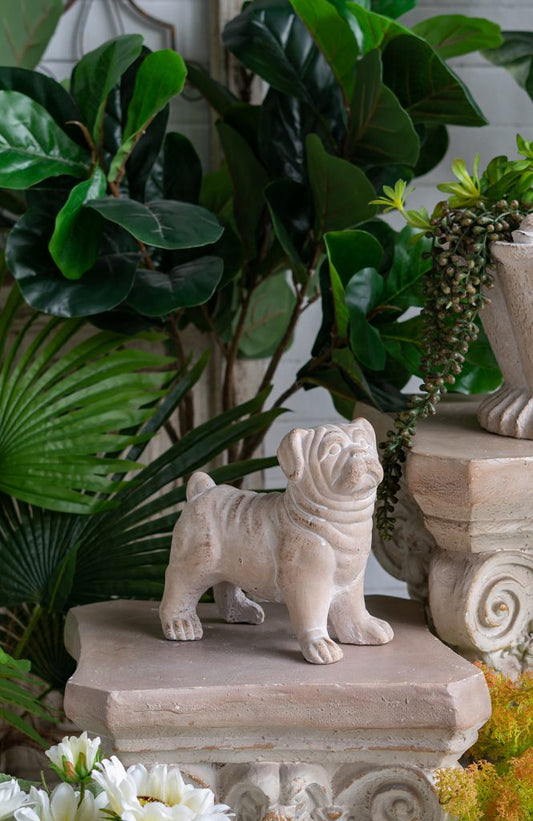 Standing Bulldog Figurine with Natural Beige Finish