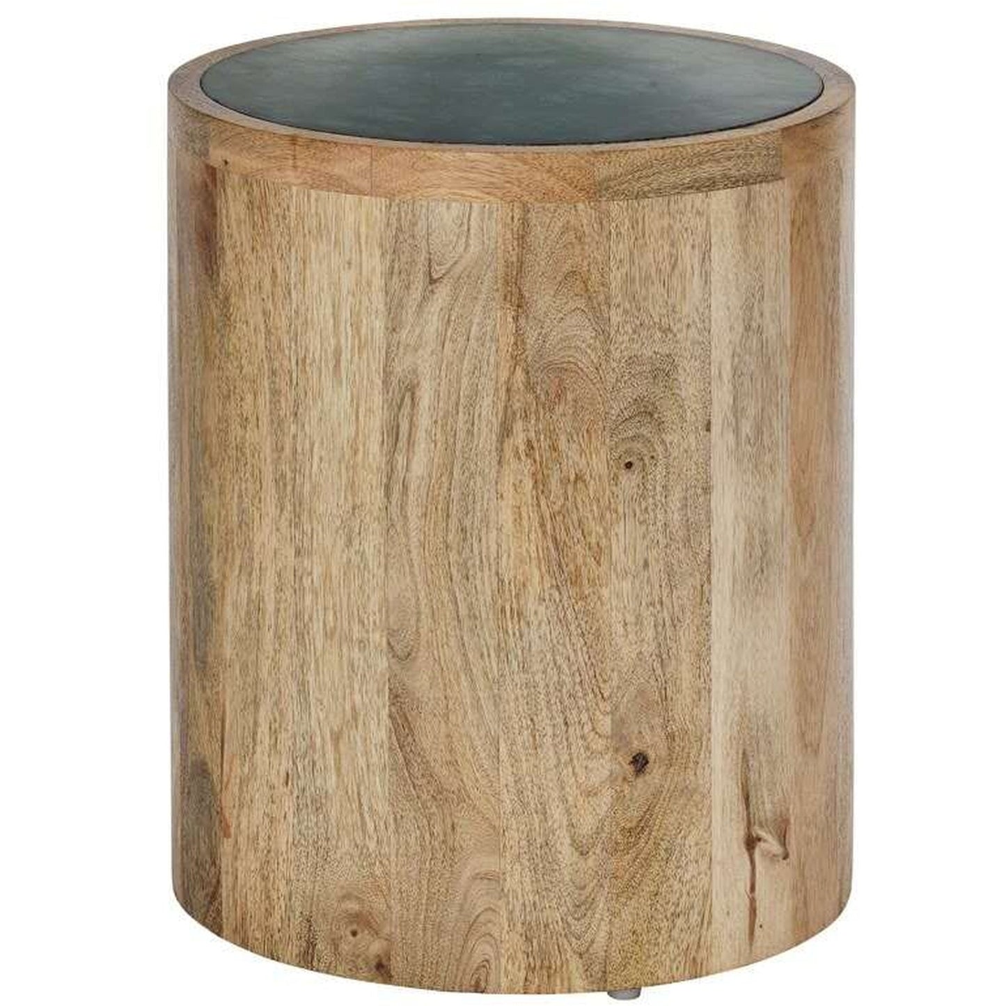 Marino Mango Wood Side Table With Black Marble Top