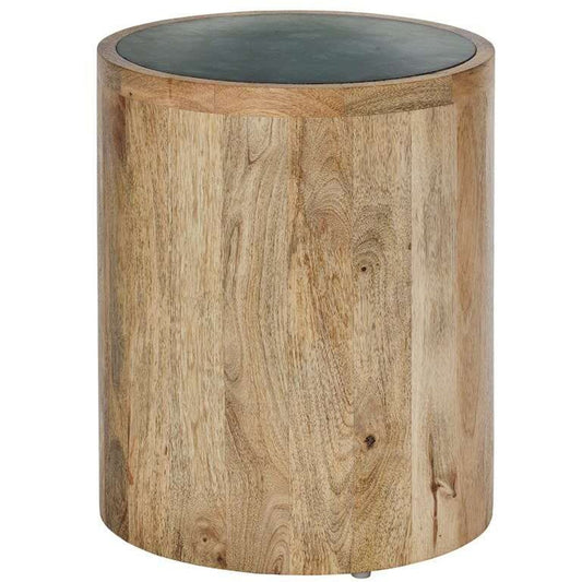 Marino Mango Wood Side Table With Black Marble Top