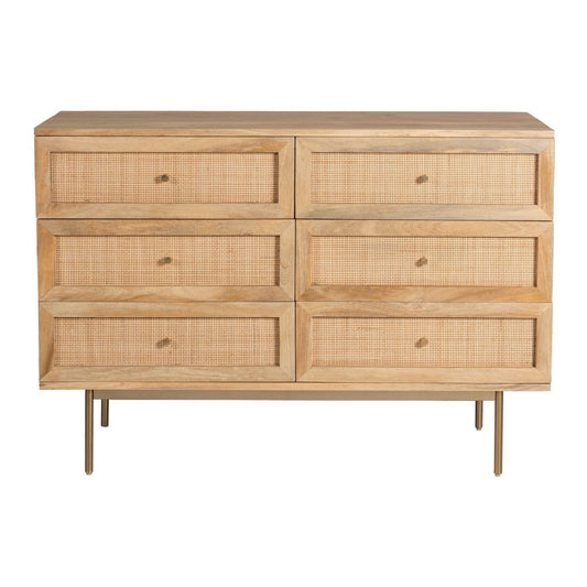 Commode Raphia Large, 6 Tiroirs, Naturel